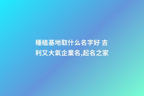種植基地取什么名字好 吉利又大氣企業名,起名之家-第1張-公司起名-玄機派